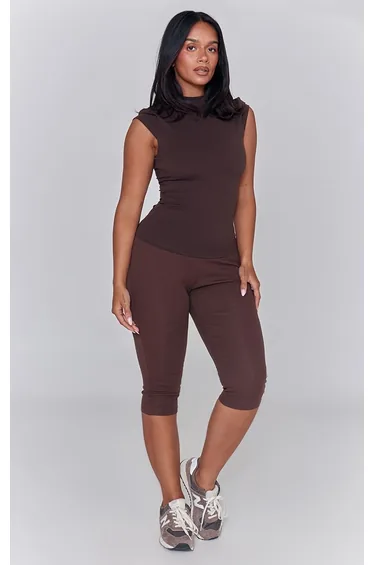 Shape Chocolate High Neck Cap Sleeve Sculpt Top