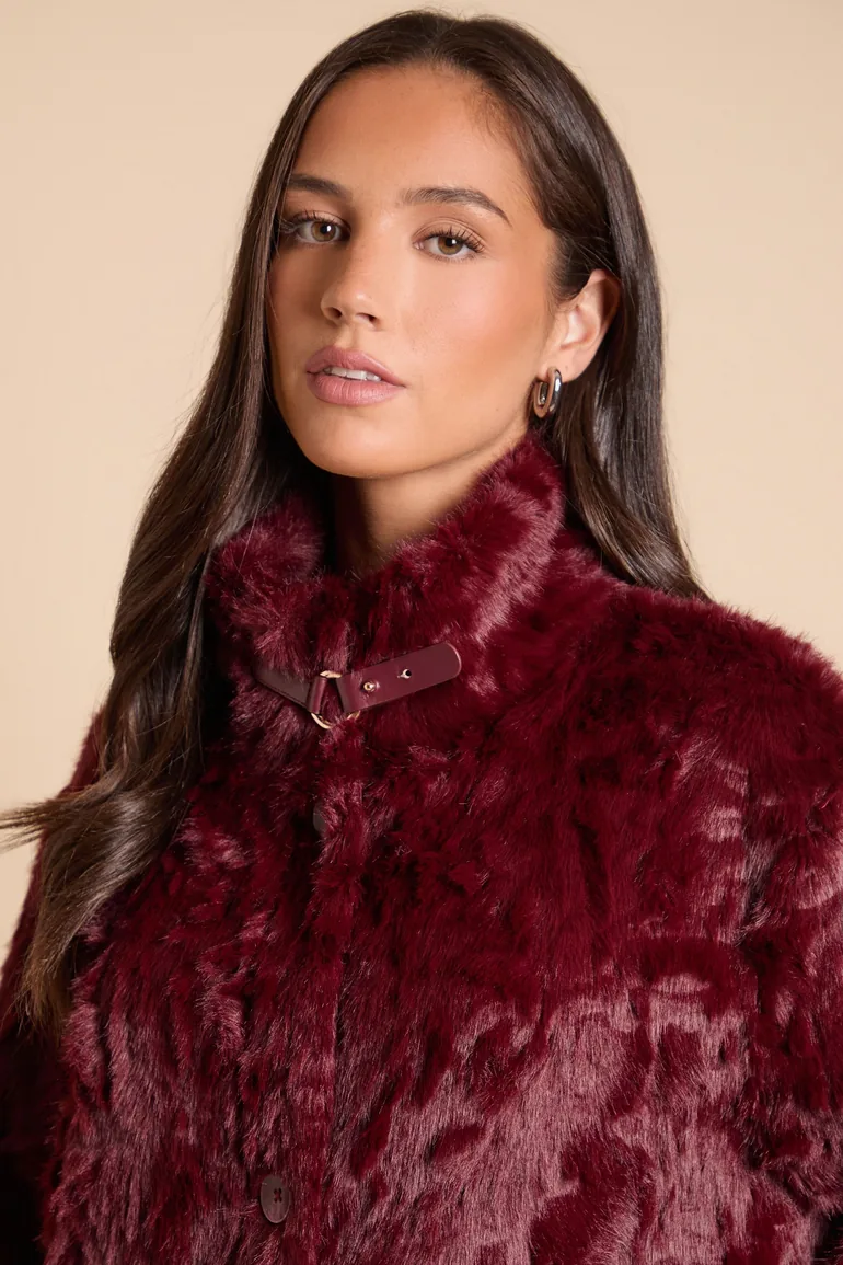 Textured Midi Length Fur Coat - 3