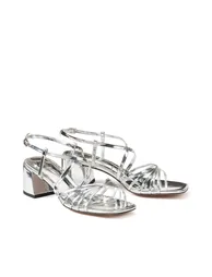 Mirrored Thin Strap Sandals with Heel - 1