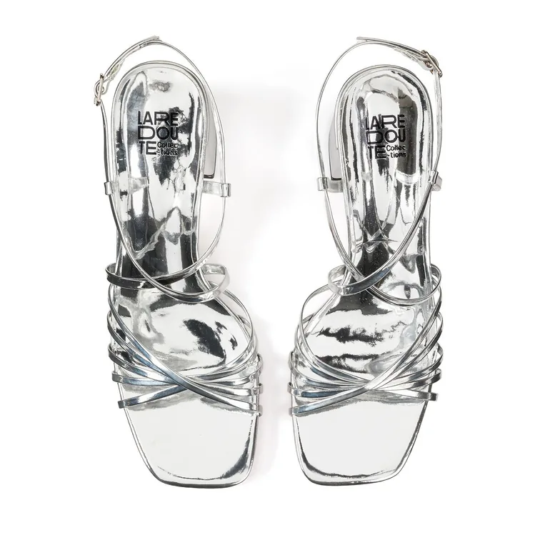 Mirrored Thin Strap Sandals with Heel - 2