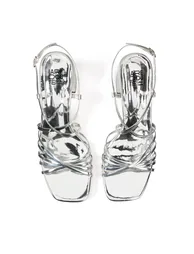 Mirrored Thin Strap Sandals with Heel - 2