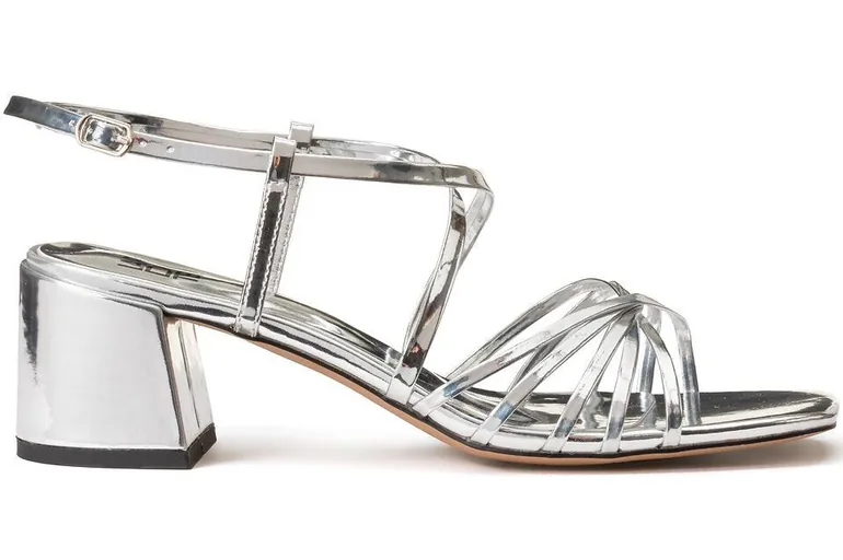 Mirrored Thin Strap Sandals with Heel