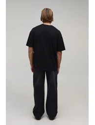 Black Oversized Texas Eagle Print T-Shirt - black - 1