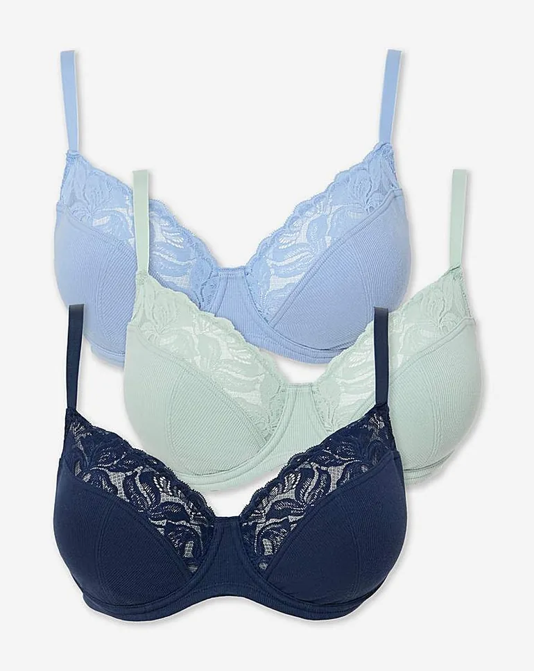 3 Pack Lace Full Cup Bras - 1