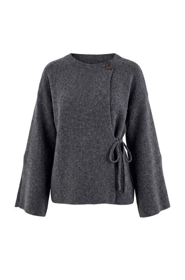 Anthracite Soft Textured Coat-Looking Knitwear Cardigan product thumbnail 2