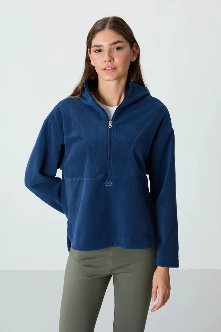 TOMMY Oversized Plush Half-zip Hooded Sweatshirt - 1