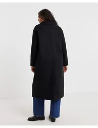 Black Midaxi Faux Wool Coat - 2