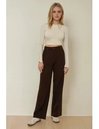 Wide Leg Casual Trousers