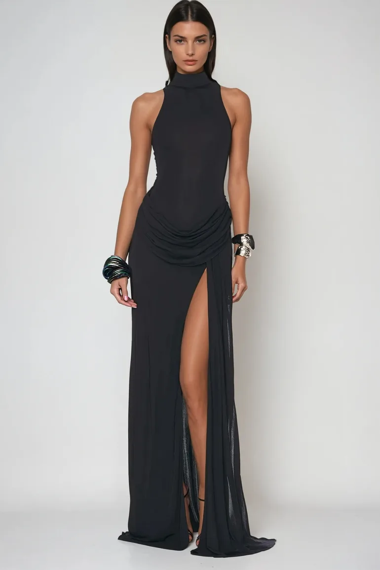 Canaan Ruch Sleeveless Split Maxi Dress In Black - 1