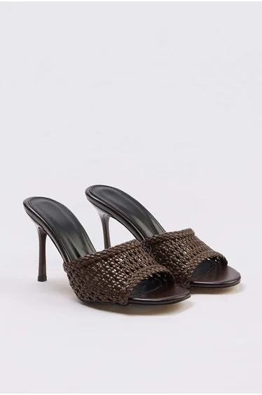 Brown Knitted Women's Classic Heeled Shoes