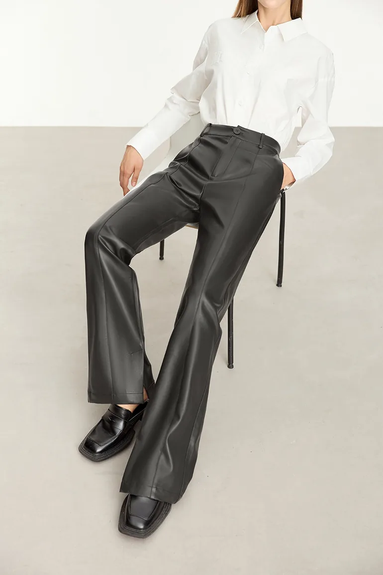 Eco - Leather Casual Long Pants - 1