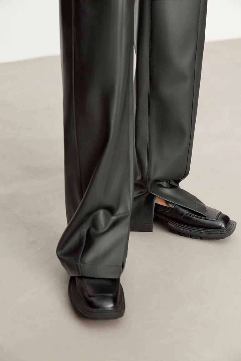 Eco - Leather Casual Long Pants - 2