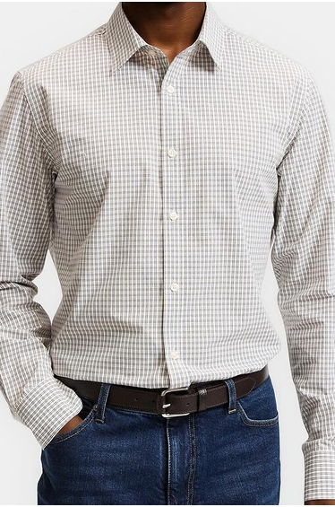 Mini Check Print Poplin French Collar Shirt product thumbnail 2