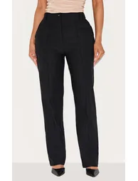 Shape Black Stretch Woven High Waisted Pintuck Cigarette Trousers - 1