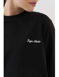DSGN Studio Script Embroidered Oversized T-Shirt - black - 3