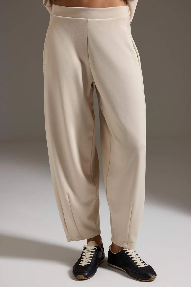 Stone Plain Fitted/Fitted Bodycon Stitching Detailed Wide Leg Soft Touch Knitted Bottom - Top Set - 3