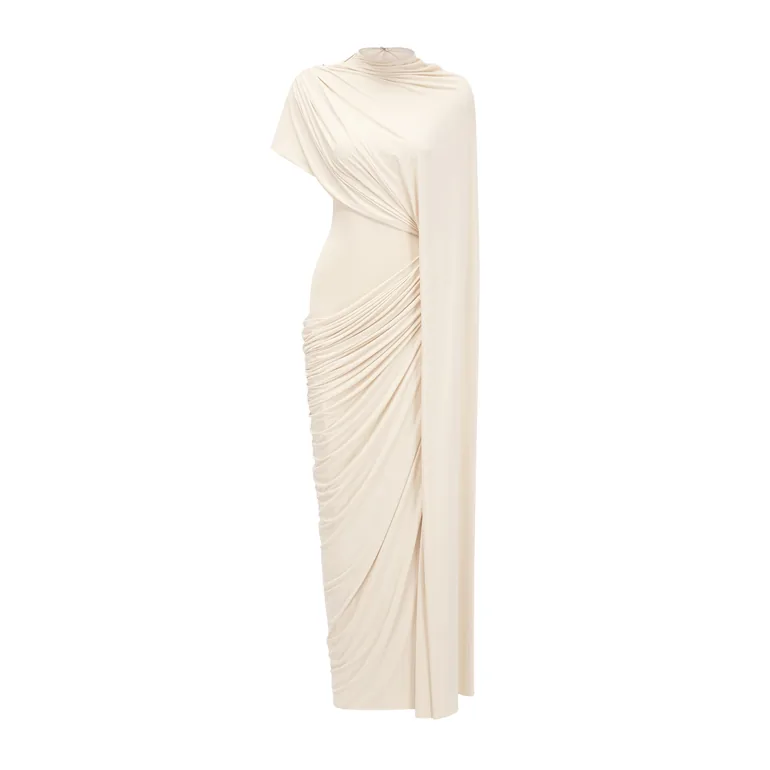 Priscille asymmetrical draped cape & dress matching set - 10