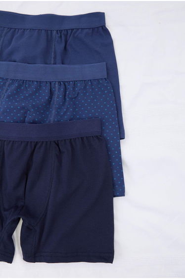 Navy Blue 3-Pack 2 Plain 1 Patterned Stretchy Boxer product thumbnail 2