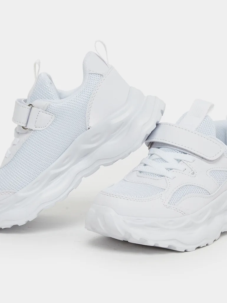 Textured Sneakers with Hook and Loop Closure - 2