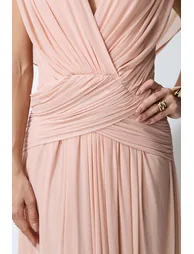 Blushing Evenings Pink Deep V-Neck Draped Cowl Back Maxi Dress - 9