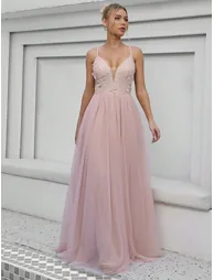 Leely Elegant Spaghetti Straps Sleeveless Evening Gown - 1