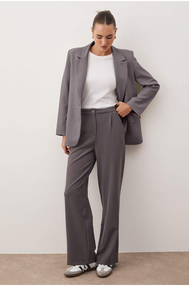 Pants - Gray - Wide leg