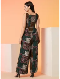 Waist Tie-Up Peplum Crop Top and Palazzos Co-Ords - 2