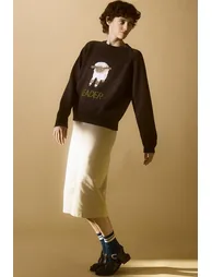Intarsia Sheep Pattern Merino Wool Crew Neck Jumper/Sweater