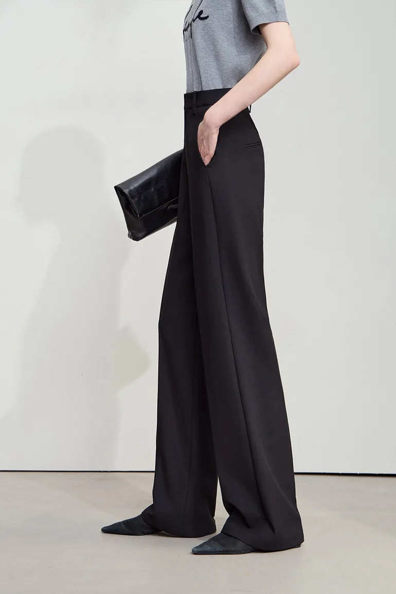 Straight Leg High Waist Wide - leg Long Pants - 2