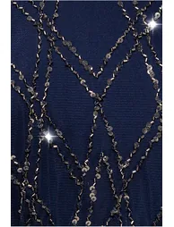 Goddiva Racer Neck Sleeveless Sequin Maxi Dress - Navy Blue - 4