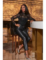 Black Luxe Lace High Neck Top - 1