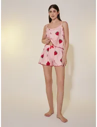Strawberry Print Cami Top and Pyjama Shorts Set