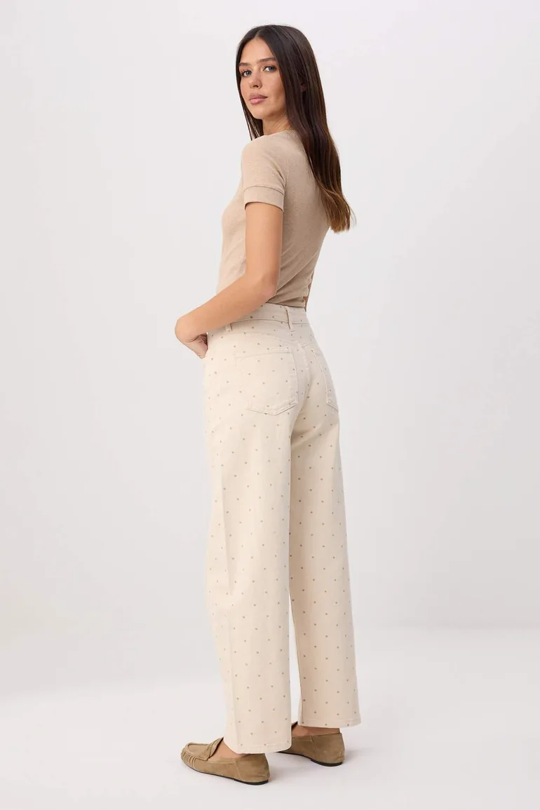 Beige High Waist Barrel 100% Cotton Non-Stretch Jeans
