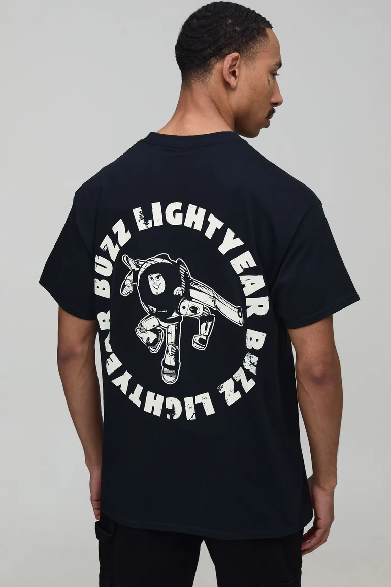 Oversized Buzz Lightyear License Print T-Shirt - black - 1