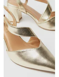 Wide Fit Eve Asymmetric Strap Block Heel Pointed Court Shoes - 3