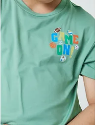 Boys Green Sports Graphic Oversized Fit T-Shirt - 3