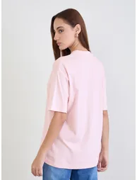Pink Slogan Print Oversized T-Shirt - 4