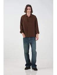 GIESTO Textured Woven Long Sleeve Button-Down Shirt
