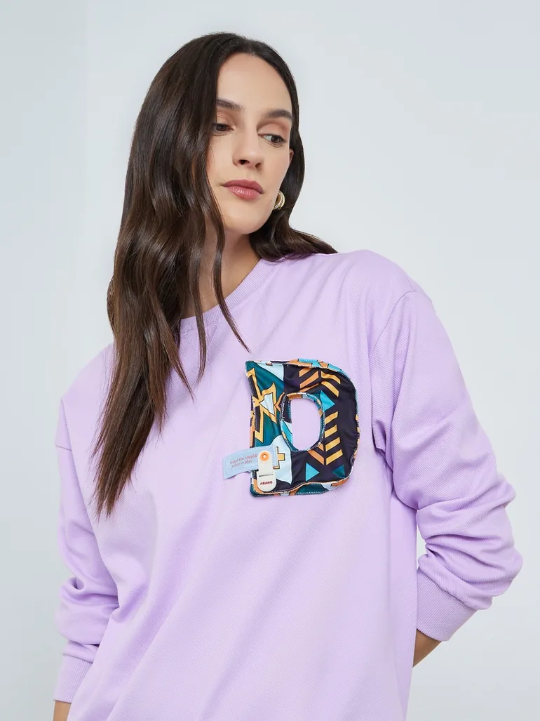 Women's 3D Printed Decor Round Neck Long Sleeve Sweatshirt - 3
