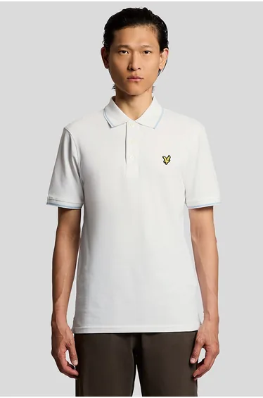 Tipped Polo Shirt White / Light Blue