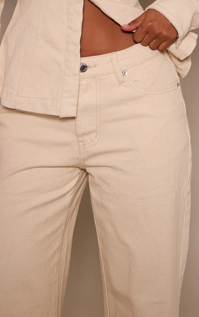 Petite Ecru Wide Leg Denim Jeans - 3