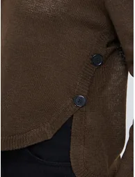 Brown Button Detail Regular Fit Sweater - 2