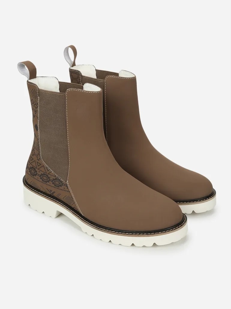 Brown Comfortable Lightweight Printed Boots - 3