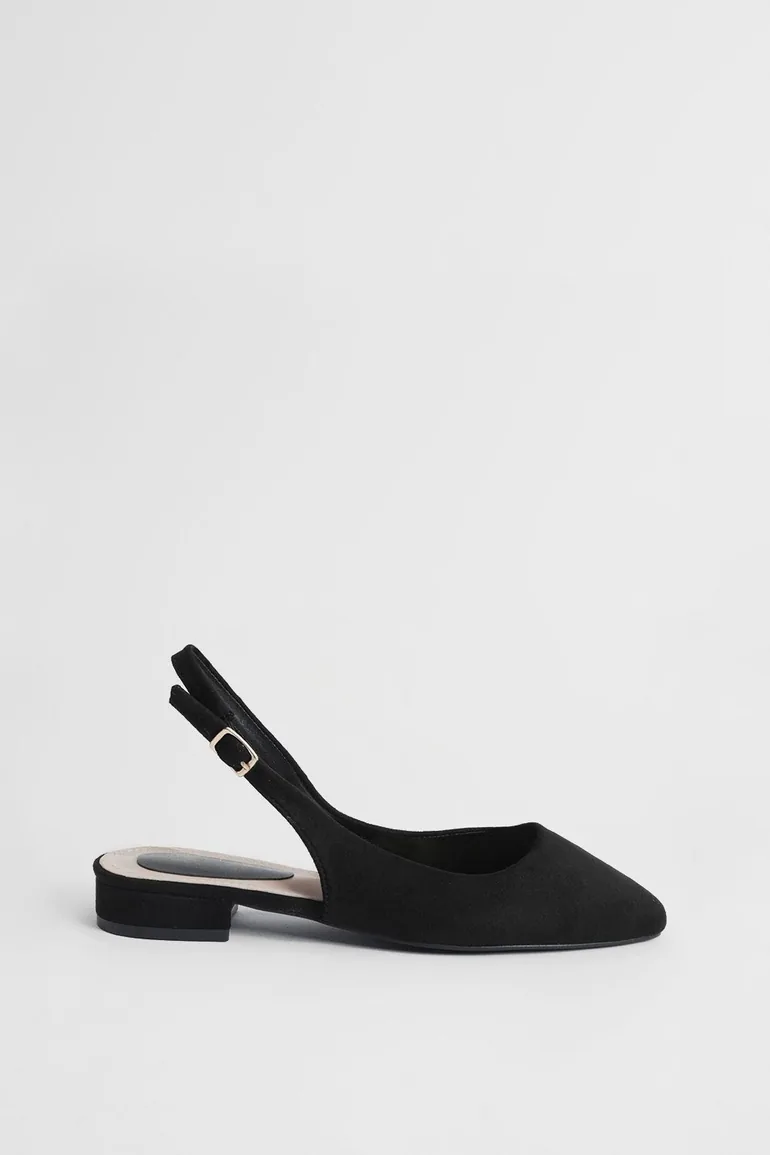 Millie Faux Metallic Leather Slingback Flat Shoes
