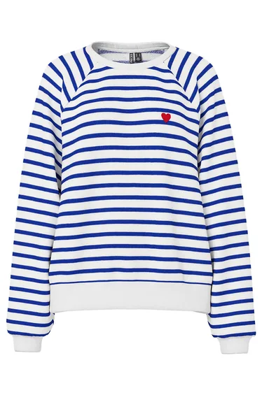 Striped Embroidered Heart Sweatshirt in Cotton Mix