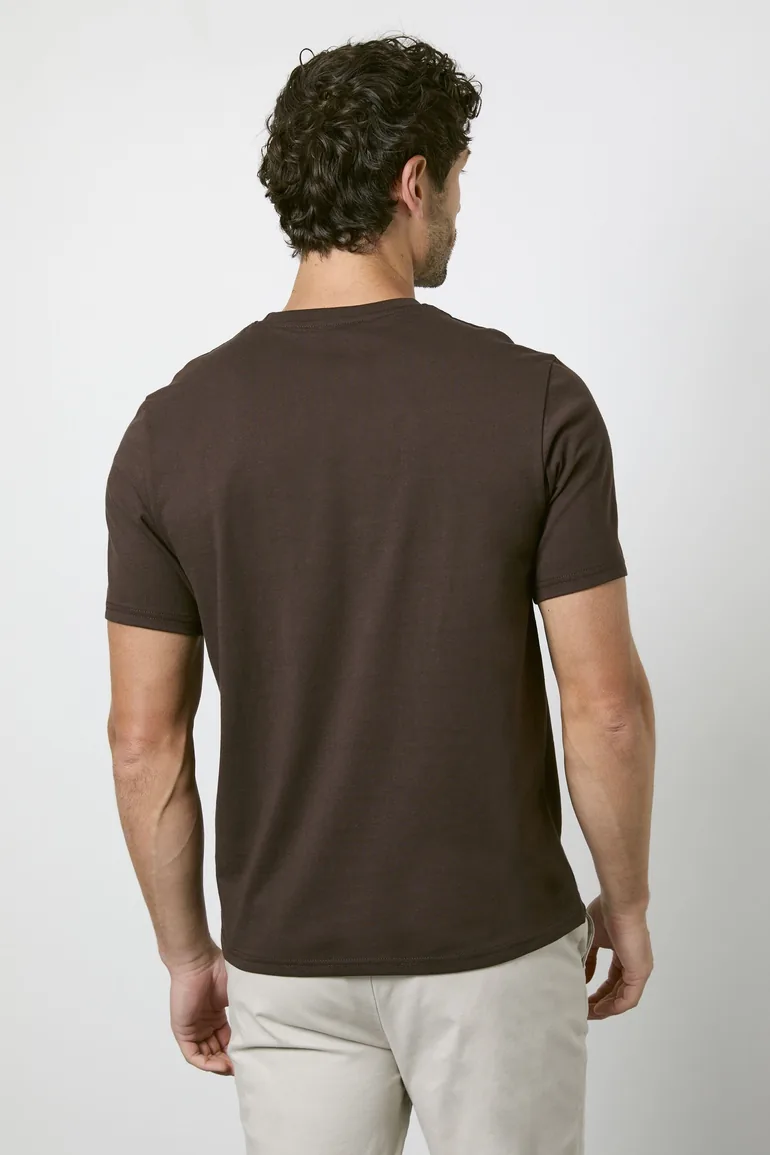 Dark Espresso Plain Crew Neck T-shirt - 2