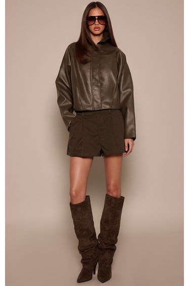 Khaki Woven Balloon Style Tailored Short