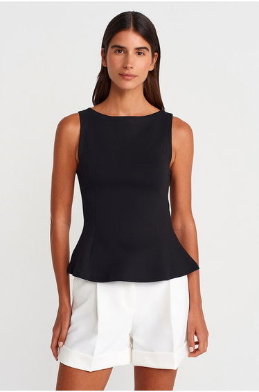 DILVIN Fitted Sleeveless Peplum Blouse