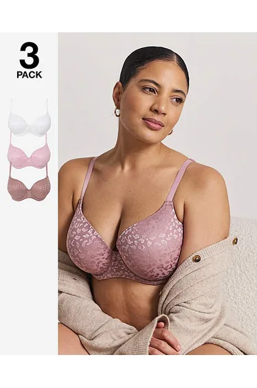 3 Pack Animal Lace T-Shirt Bras