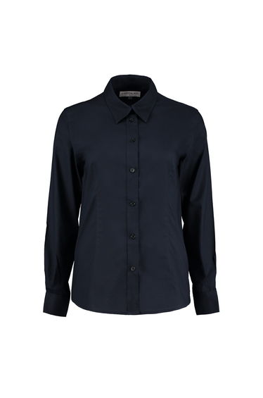 Kustom Kit Ladies Workwear Oxford Long Sleeve Shirt - French Navy